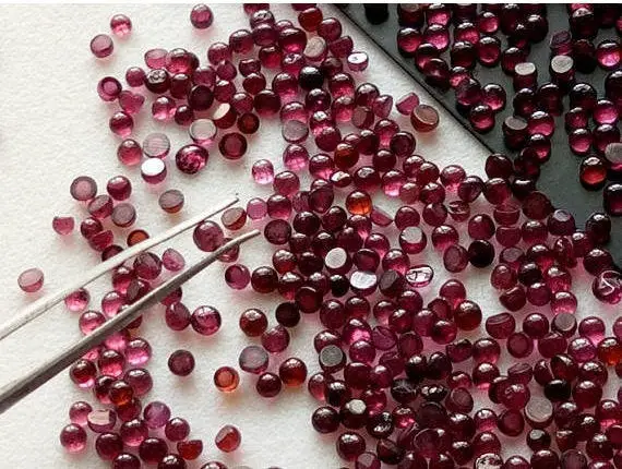 1.5-2.5mm Garnet Round Cabochons, Garnet Flat Back Plain Round Cabochons, Loose Garnet, Garnet For Jewelry (5cts To 20cts Options)  - Ps4000