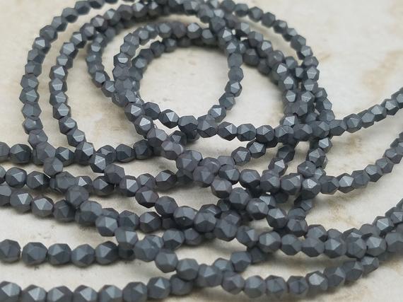 Clearance  4mm Hematite Heavy Faceted Gloss Round Beads, 15.5 Inch