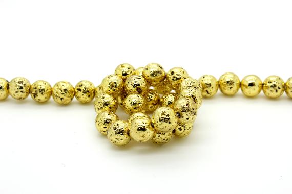 Hematite Beads, Cutout Dimpled Gold Hematite Round Ball Sphere Loose Gemstone Beads - 6mm, 8mm, 10mm