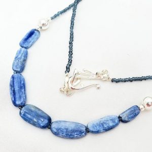 Shop Kyanite Necklaces! Simple, minimalist, handmade kyanite necklace. Rich blue raw crystal gemstone jewelry for the casual everyday. long, layering necklace | Natural genuine Kyanite necklaces. Buy crystal jewelry, handmade handcrafted artisan jewelry for women.  Unique handmade gift ideas. #jewelry #beadednecklaces #beadedjewelry #gift #shopping #handmadejewelry #fashion #style #product #necklaces #affiliate #ad