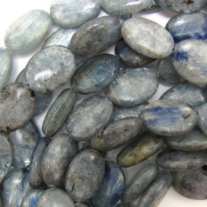 20mm blue kyanite flat oval beads 16" strand 33403 | Natural genuine other-shape Kyanite beads for beading and jewelry making.  #jewelry #beads #beadedjewelry #diyjewelry #jewelrymaking #beadstore #beading #affiliate #ad