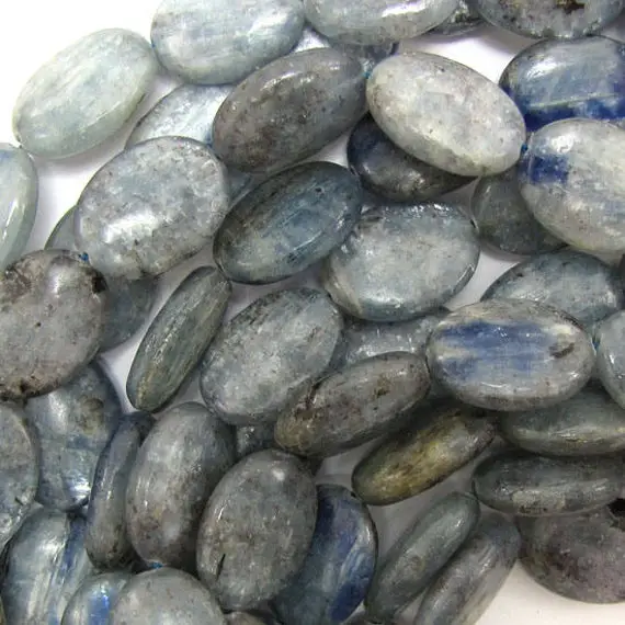 20mm Blue Kyanite Flat Oval Beads 16" Strand 33403