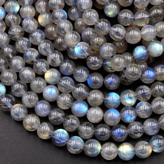 Flashy Labradorite 5mm 6mm 7mm Round Beads High Quality A Grade Blue Golden Natural Labradorite 15.5" Strand