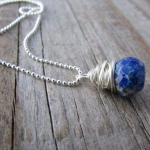 Shop Lapis Lazuli Pendants! Lapis Necklace, wire wrapped pendant, lapis solitaire, petite necklace | Natural genuine Lapis Lazuli pendants. Buy crystal jewelry, handmade handcrafted artisan jewelry for women.  Unique handmade gift ideas. #jewelry #beadedpendants #beadedjewelry #gift #shopping #handmadejewelry #fashion #style #product #pendants #affiliate #ad