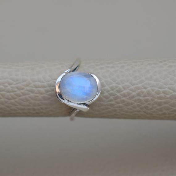 Natural Moonstone Ring-blue Fire Moonstone Ring-handmade Silver Ring-925 Sterling Silver Ring-designer Rainbow Moonstone Ring-promise Ring