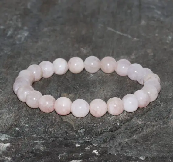 8mm Pink Madagascar Morganite Bracelet, Gemstone Bracelet, Heart Chakra Bracelet, Healing Bracelet, Calming Mala Jewelry, Women Bracelet