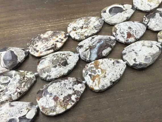 Faceted Ocean Jasper Slice Beads Large Sea Sediment Jasper Nugget Slab Pendant Beads Gray Jasper Gemstone Beads Supplies 7pcs 38-42*50-55mm