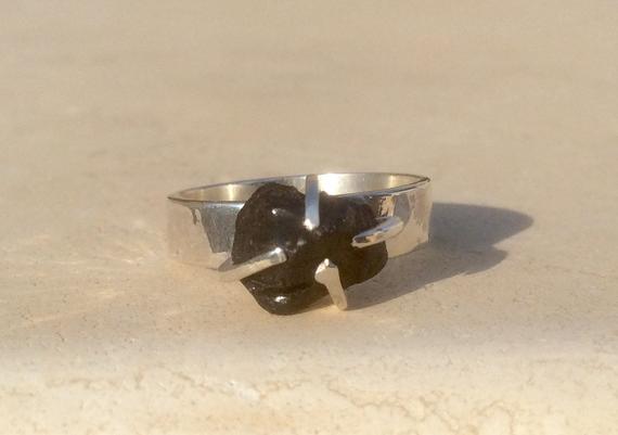 Onyx Silver Claw Ring, Raw Gemstone Silver Jewellery, Chunky Ring, Gift For Her