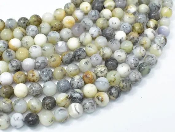 Dendritic Opal Beads, Moss Opal, 8mm (8.2mm) Round Beads, 15.5 Inch, Full Strand, Approx 48 Beads, Hole 1mm, A Quality (441054006)