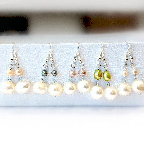 Pearl Earrings - Bridesmaid Earrings - Gift - June Birthstone Sterling Silver Jewelry Wedding Jewellery Bride Gifts Er-103-107
