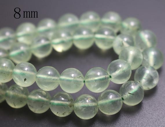 8mm Natural Prehnite Beads,smooth And Round Stone Beads,15 Inches One Starand
