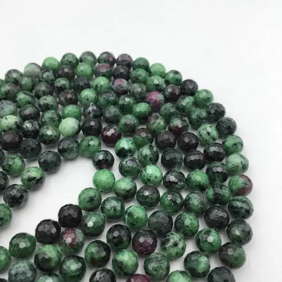 Natural Ruby Zoisite Faceted Round Beads 2mm 3mm 4mm 5mm 6mm 8mm 15.5" Strand