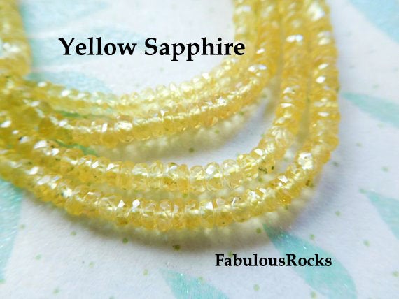 10-50 Pcs  Sapphire Rondelles Gemstone Beads, Yellow Songea Sapphire, Aaa, 2.75-3 Mm, Faceted Gems, September Birthstone, Solo Tr S