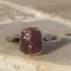 Shop Pink Sapphire Rings! Raw Stone Ring, Pink Sapphire Silver Ring, 925 Silver Womens Rings | Natural genuine Pink Sapphire rings, simple unique handcrafted gemstone rings. #rings #jewelry #shopping #gift #handmade #fashion #style #affiliate #ad