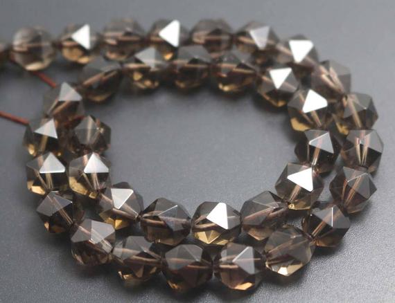 Smoky Quartz Faceted Beads,natural Faceted Smoky Crystal Quartz Beads,15 Inches One Starand