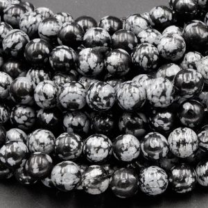 Natural Snowflake Obsidian Beads 4mm 6mm 8mm 10mm Gemstone Round Beads 15.5" Strand | Natural genuine round Snowflake Obsidian beads for beading and jewelry making.  #jewelry #beads #beadedjewelry #diyjewelry #jewelrymaking #beadstore #beading #affiliate #ad