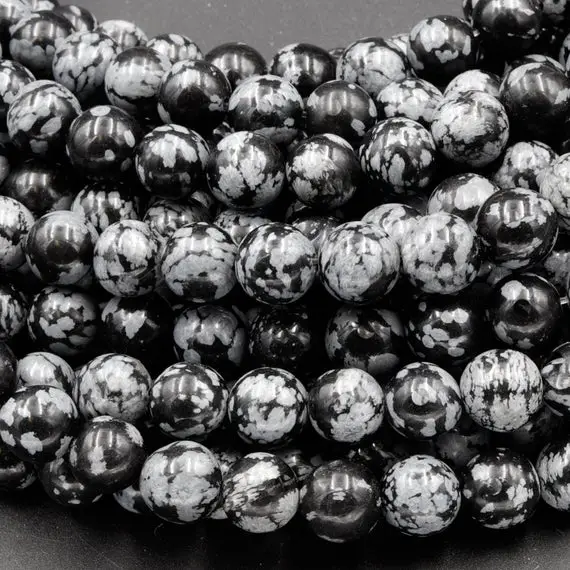 Natural Snowflake Obsidian Beads 4mm 6mm 8mm 10mm Gemstone Round Beads 15.5" Strand