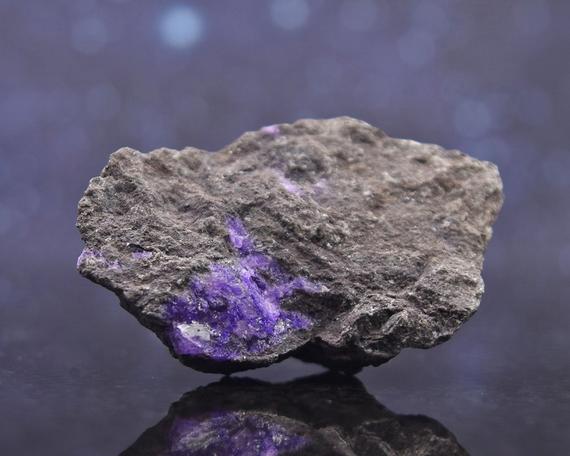Vibrant Purple Raw Sugilite With Manganese Matrix From South Africa | Semi Translucent | Rare | 1.67" | 18.8 Grams