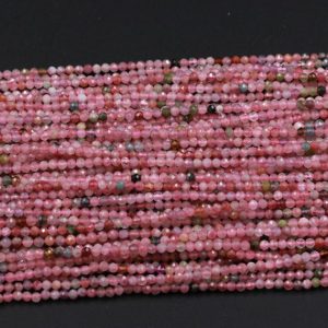 Shop Tourmaline Faceted Beads! Micro Faceted Tiny Natural Multicolor Tourmaline Round Beads 2mm 3mm 4mm Faceted Round Beads Diamond Cut Gemstone 15.5" Strand | Natural genuine faceted Tourmaline beads for beading and jewelry making.  #jewelry #beads #beadedjewelry #diyjewelry #jewelrymaking #beadstore #beading #affiliate #ad