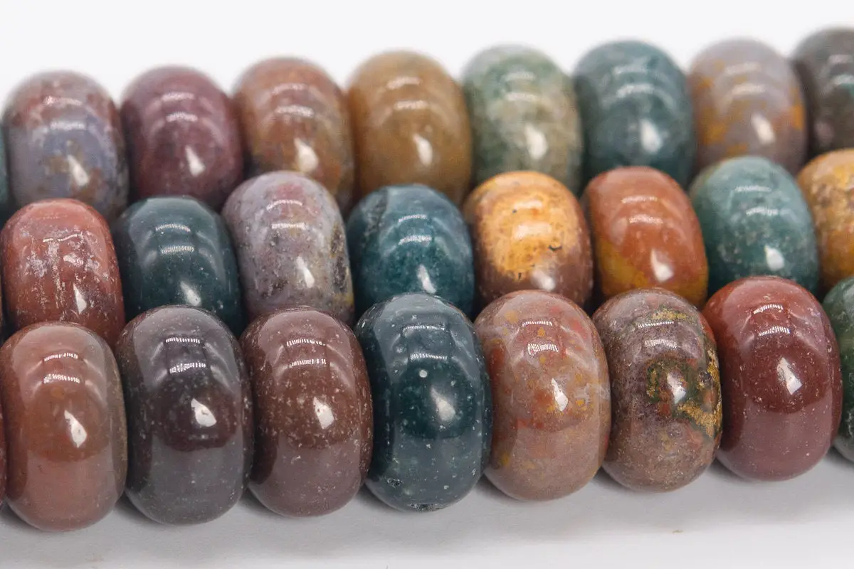 10x6mm Multicolor Ocean Jasper Beads Grade Aaa Genuine Natural Gemstone Rondelle Loose Beads 15" / 7.5" Bulk Lot Options (110575)