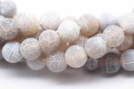Gray Fire Agate Cracked Matte Round Beads 4mm 6mm 8mm 10mm 12mm 15.5" Strand
