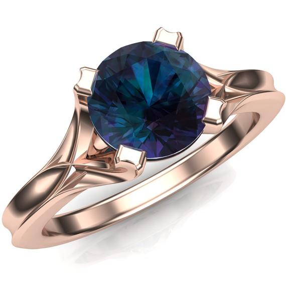 Alexandrite Engagement Ring, Rose Gold Or Platinum | Dainty, Custom Crisscross June Birthstone Ring | Lab Grown | "architect X"
