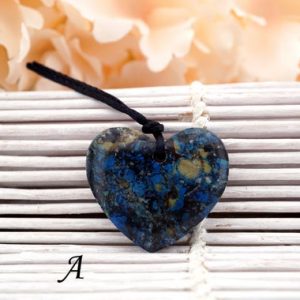 Shop Azurite Bead Shapes! Azurite heart shape pendants 26.5-33.5mm (ETP00317) Rare/Unique jewelry/Vintage jewelry/Gemstone pendants | Natural genuine other-shape Azurite beads for beading and jewelry making.  #jewelry #beads #beadedjewelry #diyjewelry #jewelrymaking #beadstore #beading #affiliate #ad