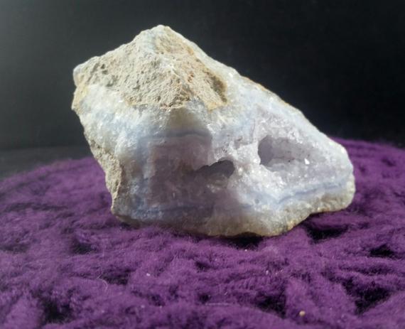 Blue Lace Agate Geode Raw Natural Crystal Matrix Light Druzy Malawi Africa Rough Stone