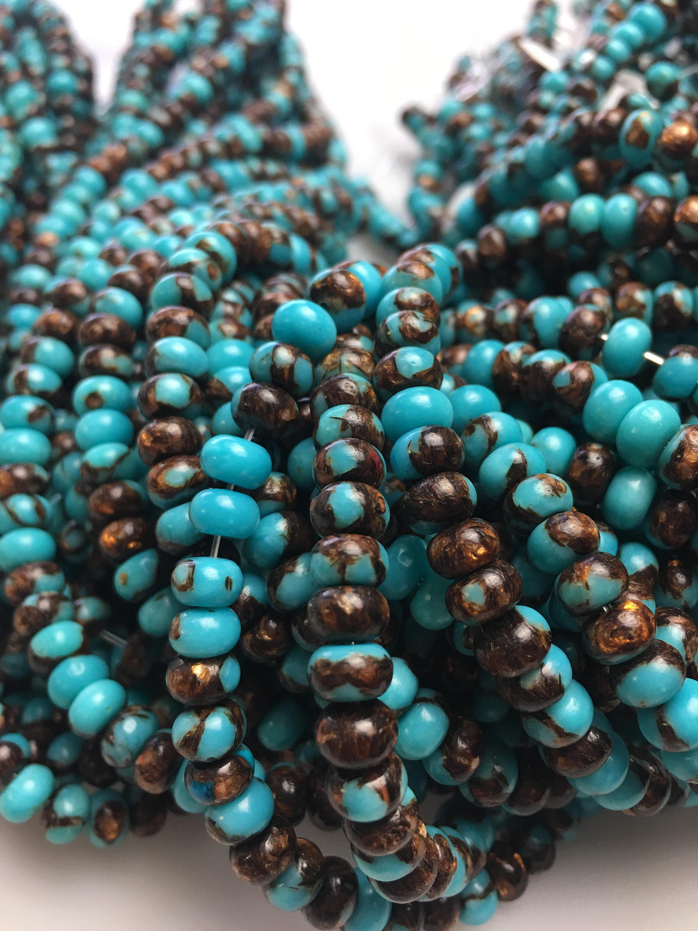 Bronzite Turquoise Smooth Rondelle Beads 2x4mm 4x6mm 15.5" Strand