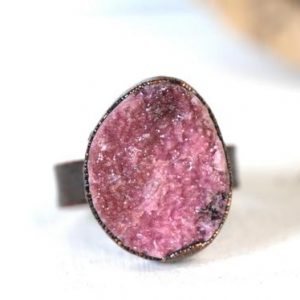 Pink Cobalto Ring – Size 8 – Cobalto Calcite Jewelry – Pink Druzy Crystal Ring – Sparkly Crystal | Natural genuine Calcite rings, simple unique handcrafted gemstone rings. #rings #jewelry #shopping #gift #handmade #fashion #style #affiliate #ad
