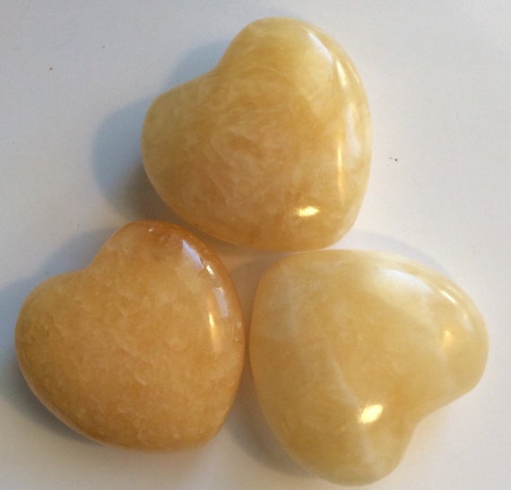 Orange Calcite Small Gemstone Puffy Heart, 30mm, Tumbled Stone, Healing Stone, Healing Crystal, Chakra Stones, Spiritual Stone