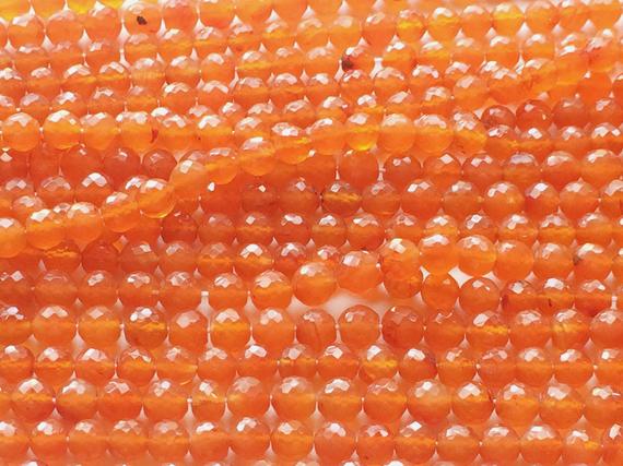 5-6mm Carnelian Rondelle Beads, Carnelian Faceted Rondelle Beads, Carnelian Orange Faceted Round Balls For Jewelry (4in To 8in Option)