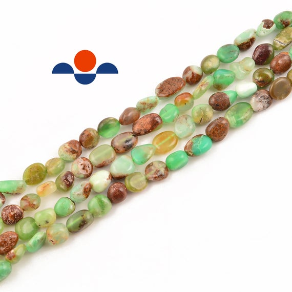 Natural Chrysoprase Smooth Pebble Nugget Beads 5-8mm 15.5" Strand