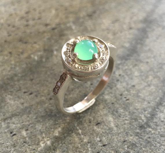 Chrysoprase Ring, Chrysoprase, Australian Chrysoprase, Promise Ring, May Birthstone, Vintage Ring, May Ring, Solid Silver Ring, Pure Silver