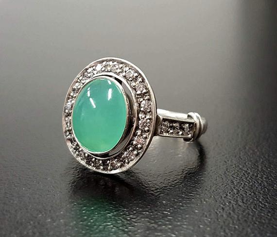 Chrysoprase Ring, Natural Chrysoprase, Vintage Ring, Vintage Rings, May Birthstone Ring, Birthstone Ring, Australian Chrysoprase, Silver