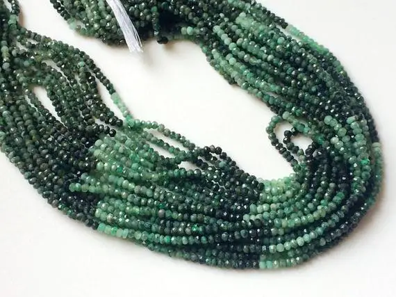 4.5-5mm Emerald Faceted Rondelles, Shaded Green Emerald Beads, Natural Emerald Rondelles, 13 Inches Emerald For Necklace - Apa14