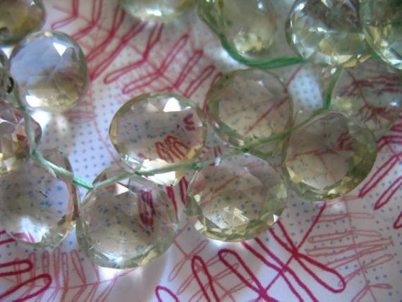 Green Amethyst Briolettes Heart Beads, Prasiolite / Luxe Aaa, 7-9 Mm, 2-20 Pcs / Seafoam, Wholesale Gems February Birthstone 79 Tr Solo