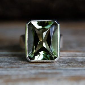 Green Quartz Ring sizes 5 – 9 Prasiolite Sterling Silver Ring – Green Amethyst Ring – Green Quartz Ring Princess Cut Green Amethyst Ring | Natural genuine Gemstone rings, simple unique handcrafted gemstone rings. #rings #jewelry #shopping #gift #handmade #fashion #style #affiliate #ad