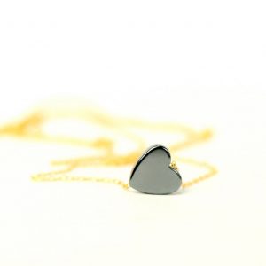 Heart necklace – hematite necklace – tiny heart charm – horizontal necklace – a little heart on a 14k gold vermeil or sterling silver chain | Natural genuine Hematite necklaces. Buy crystal jewelry, handmade handcrafted artisan jewelry for women.  Unique handmade gift ideas. #jewelry #beadednecklaces #beadedjewelry #gift #shopping #handmadejewelry #fashion #style #product #necklaces #affiliate #ad