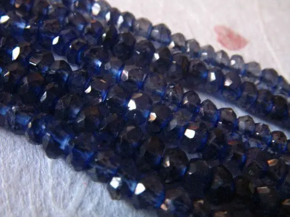 1/2 Strand, Iolite Rondelles, Luxe Aaa, 3-4 Mm, Water Sapphire, Faceted.. Brides Bridal Weddings Something Blue..
