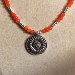 Shop Jade Pendants! Orange Necklace – Jade Gemstone Jewelry – Sterling Silver Flower Pendant – Beaded Jewellery | Natural genuine Jade pendants. Buy crystal jewelry, handmade handcrafted artisan jewelry for women.  Unique handmade gift ideas. #jewelry #beadedpendants #beadedjewelry #gift #shopping #handmadejewelry #fashion #style #product #pendants #affiliate #ad