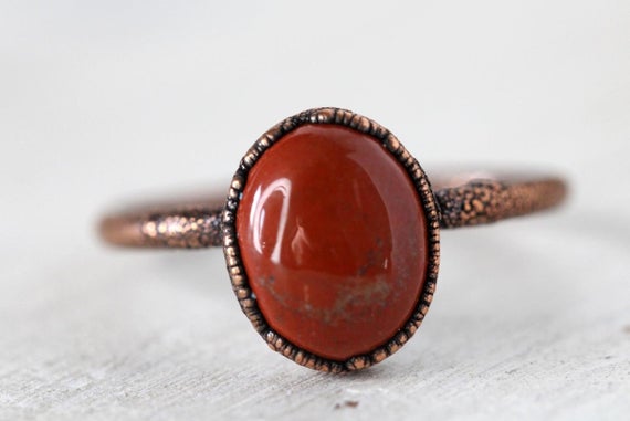 Red Jasper Ring - Small Stone Ring - Simple Stone Stacking Ring