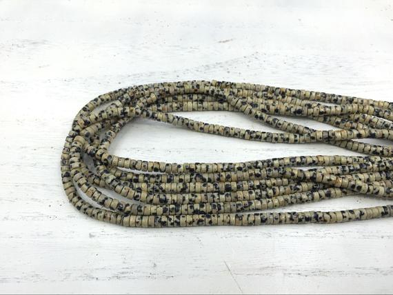 Dalmatian Jasper Heishi Beads Rondelle Beads Tyre Spacer Beads 4x2mm Natural Gemstone Rondelles Beading Jewelry Supplies 15.5"/full Strand