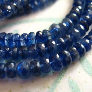Shop Rondelle Gemstone Beads! 5-50 pcs / KYANITE Gemstone Beads Gems Rondelle Gemstones / Luxe AA, 3-4 or 4-5 mm, Kashmir Blue September Birthstone bridal brides  34 45 | Natural genuine rondelle Gemstone beads for beading and jewelry making.  #jewelry #beads #beadedjewelry #diyjewelry #jewelrymaking #beadstore #beading #affiliate #ad