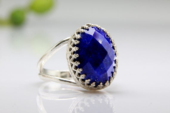 Lapis Ring · Silver Ring · Oval Ring · Silver Gemstone Ring · Birthday Ring For Mom · Spring Jewelry · Custom Rings For Women