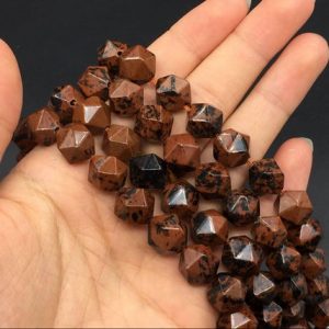12mm Faceted Mahogany Obsidian Beads Cube Beads Hexagon Beads Natural Gemstone Semiprecious Beads Supplies 15.5" Strand | Natural genuine other-shape Mahogany Obsidian beads for beading and jewelry making.  #jewelry #beads #beadedjewelry #diyjewelry #jewelrymaking #beadstore #beading #affiliate #ad