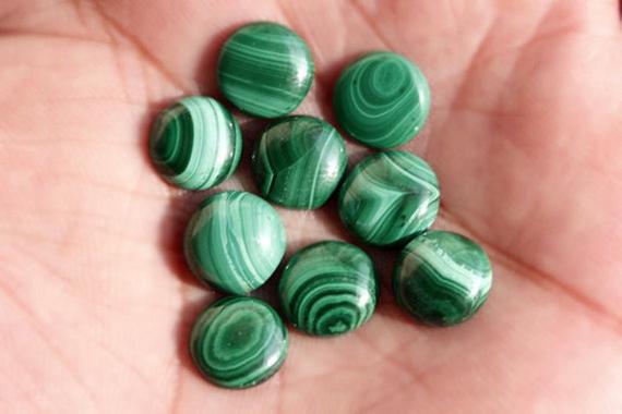 Green Malachite Cabochon Gemstone Natural 3 Mm To 25 Mm Round Shape Flat Back Calibrated Loose Gemstones Lot For Earring And Jewelry Making