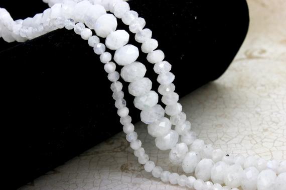 Natural Moonstone, Genuine Moonstone Faceted Rondelle Natural Loose Gemstone Stone Beads - Rdf55