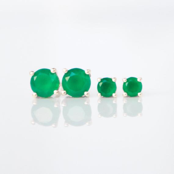 Green Onyx Earrings, Green Onyx Stud Earrings, Onyx Studs, Green Earrings, Gold Stud Earrings, Sterling Silver Stud Earrings, Uk Jewellery