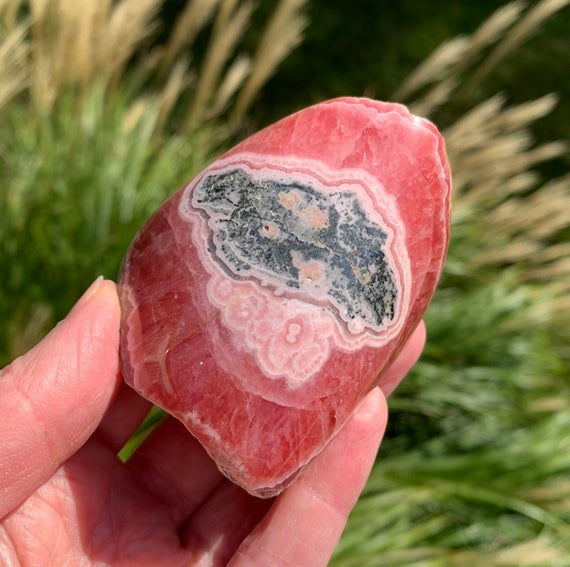 Rhodochrosite Stalactite Crystal 2.8" - Natural Mineral Specimen - Part Raw/part Polished- Healing Crystal- Meditation Stone- From Argentina